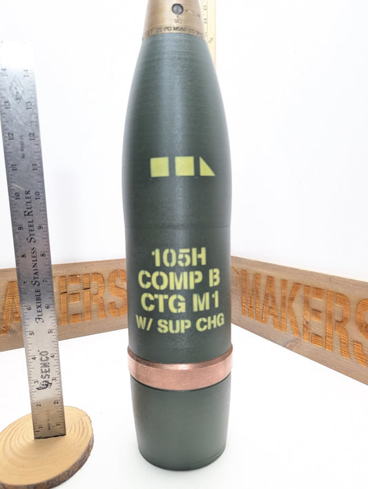 105mm M1 2.5 Square NATO Whiskey Stash Artillery Shell replica, view 2