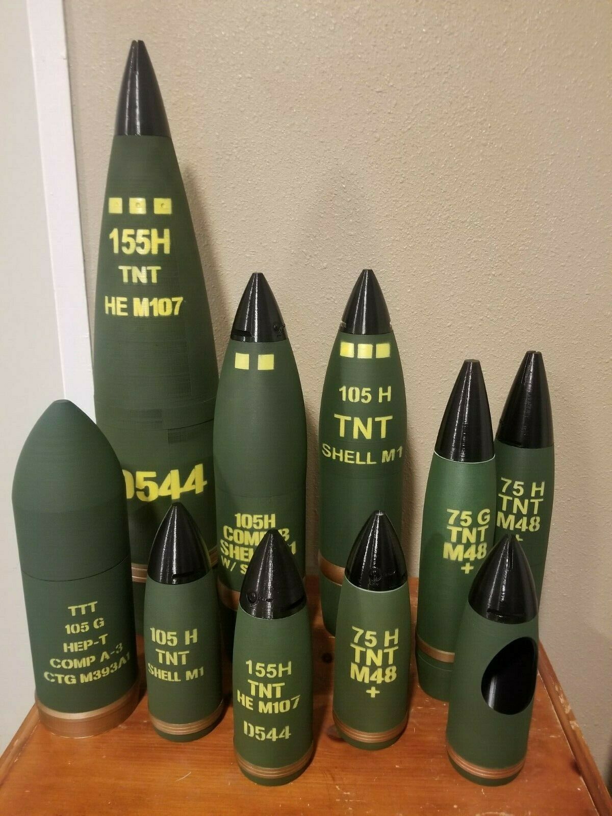 3D printed 105MM M1 Artillery Shell - The Original Whiskey Stash- Life size!