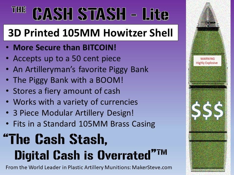 3D printed 105MM M1 Artillery Shell COMP-B The Original Whiskey Stash Life size