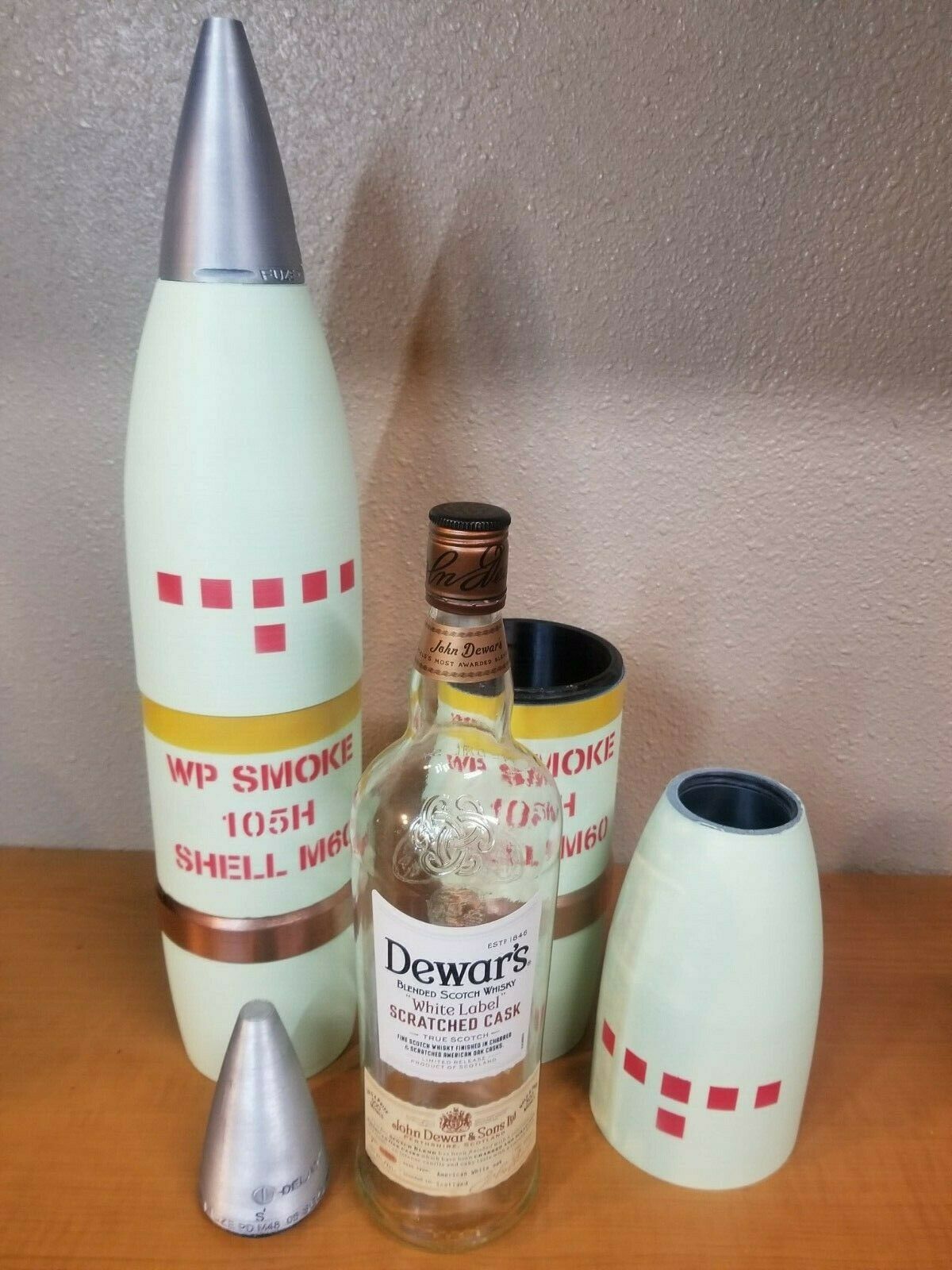105mm M60 Smoke Finish - White Phosphorus Howitzer Shell Whiskey Stash! INERT