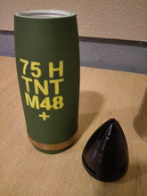 Load image into Gallery viewer, 3D Printed 75mm Pack Howitzer Shell - Piggy Bank for Salute Casing