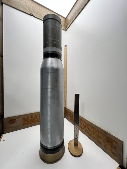 Life-size 120mm M1028 canister tank round, inert 3D-printed replica by Redleg3D