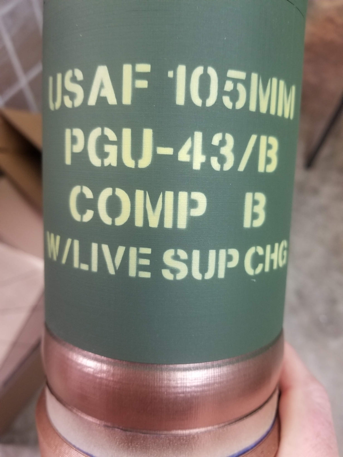 3D Printed USAF 105mm PGU-44/B AC-130 Gunship Shell - Inert Replica - All Plastic
