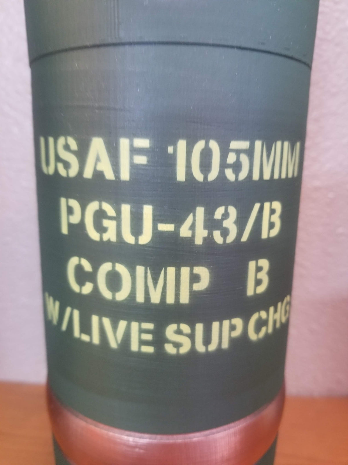 3D Printed USAF 105mm PGU-44/B AC-130 Gunship Shell - Inert Replica - All Plastic