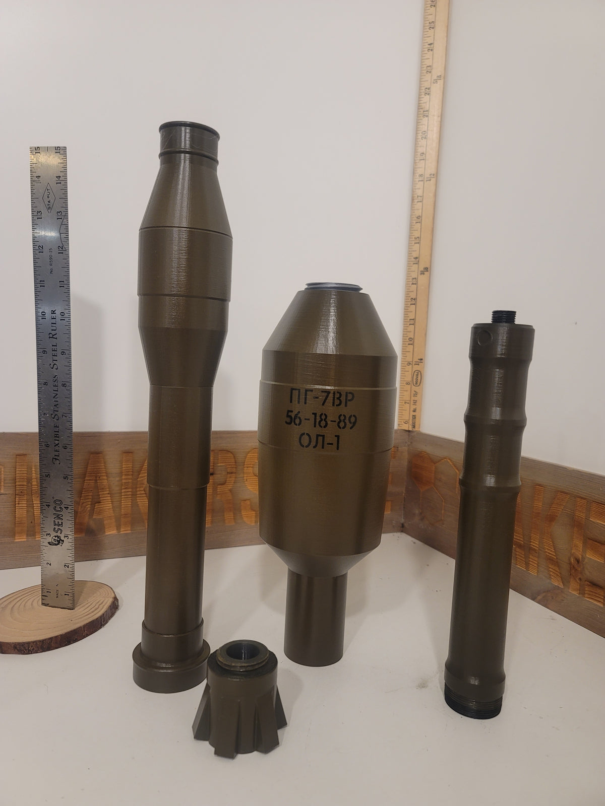 1:1 3D Printed RPG-7 PG-7R Rocket - Inert Replica - FAKE - Life Size - All Plastic
