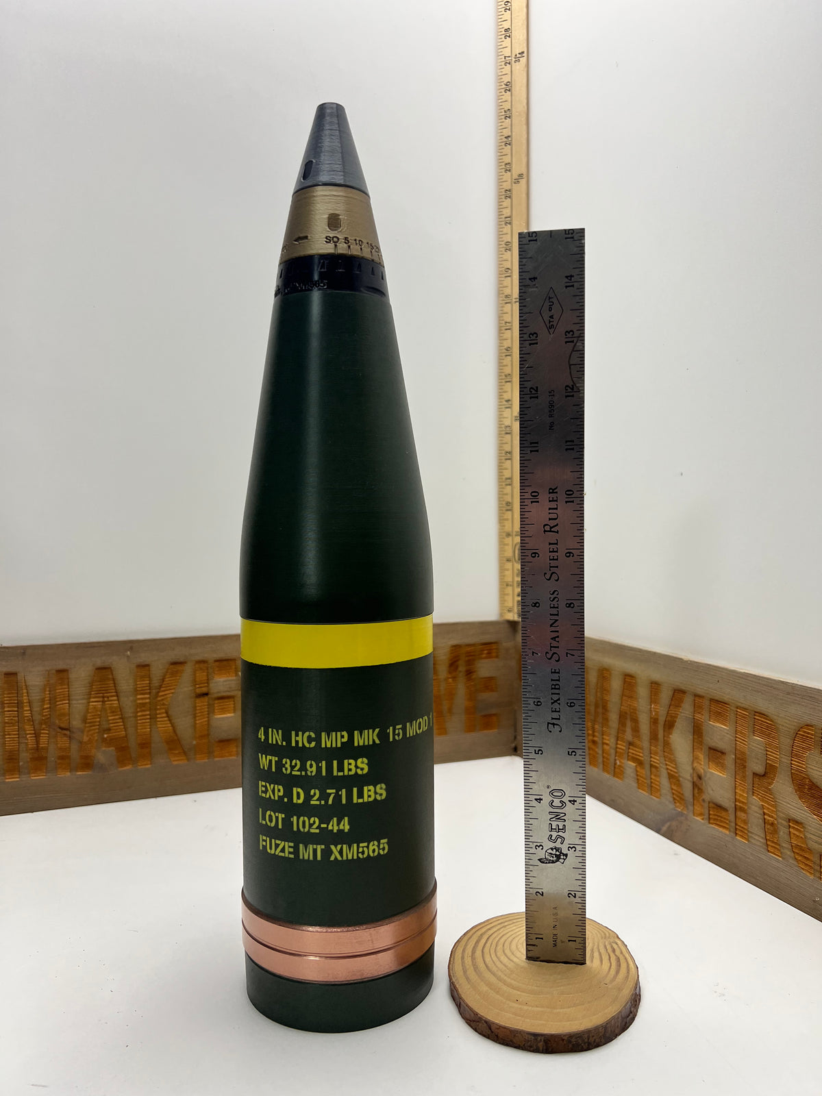 4" HC Mark 15 Naval Projectile – Full-Scale 3D Printed Replica