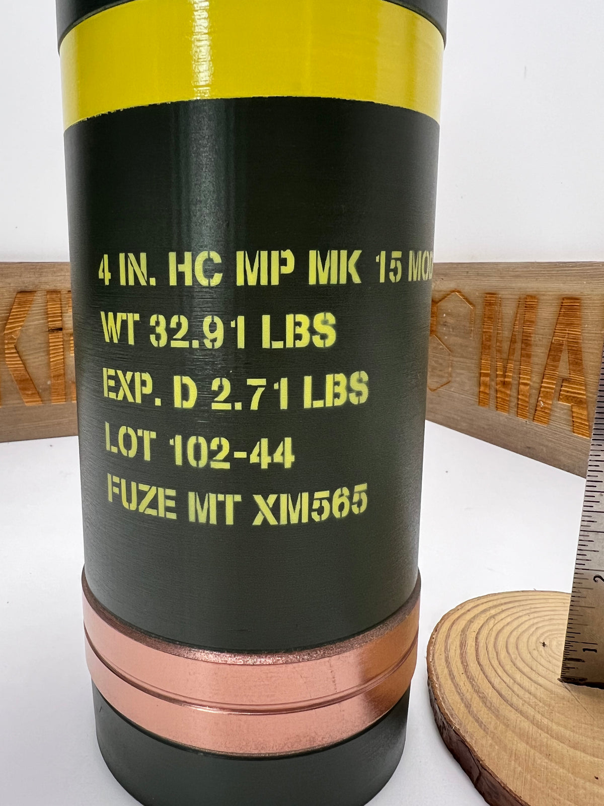 4" HC Mark 15 Naval Projectile – Full-Scale 3D Printed Replica