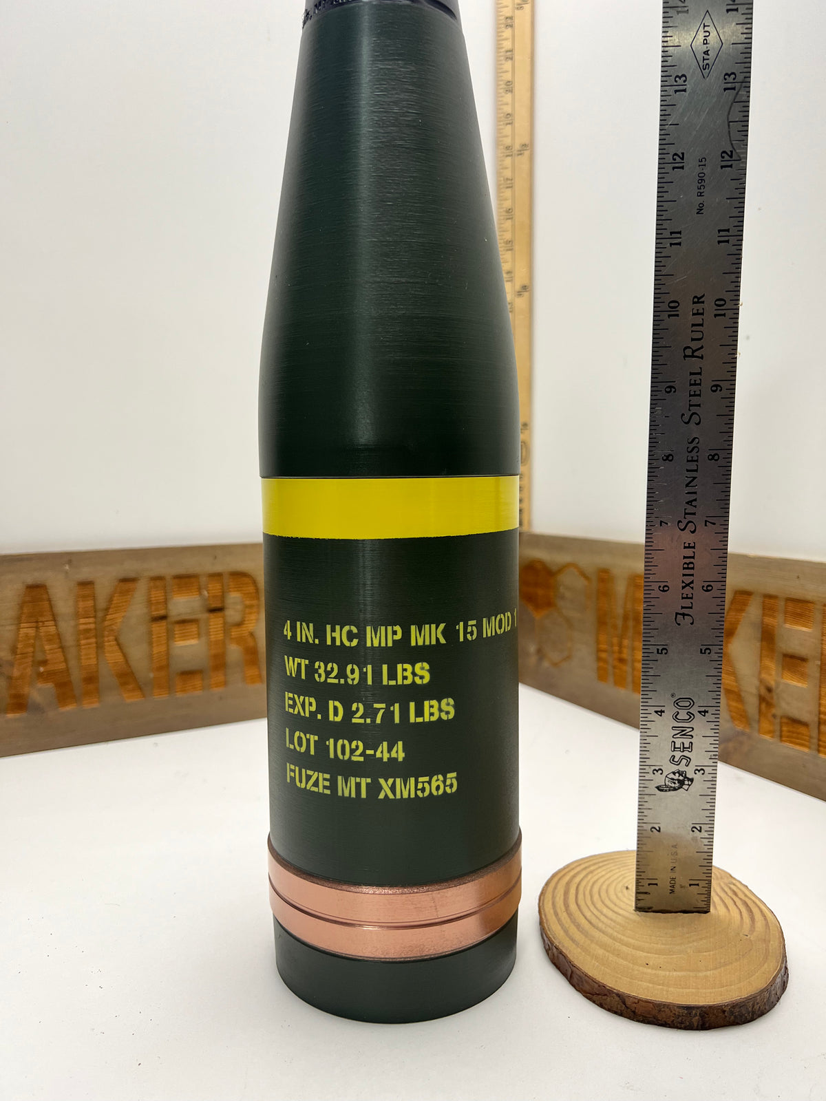 4" HC Mark 15 Naval Projectile – Full-Scale 3D Printed Replica