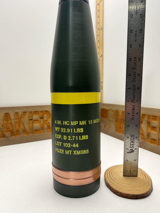 4" HC Mark 15 Naval Projectile – Full-Scale 3D Printed Replica