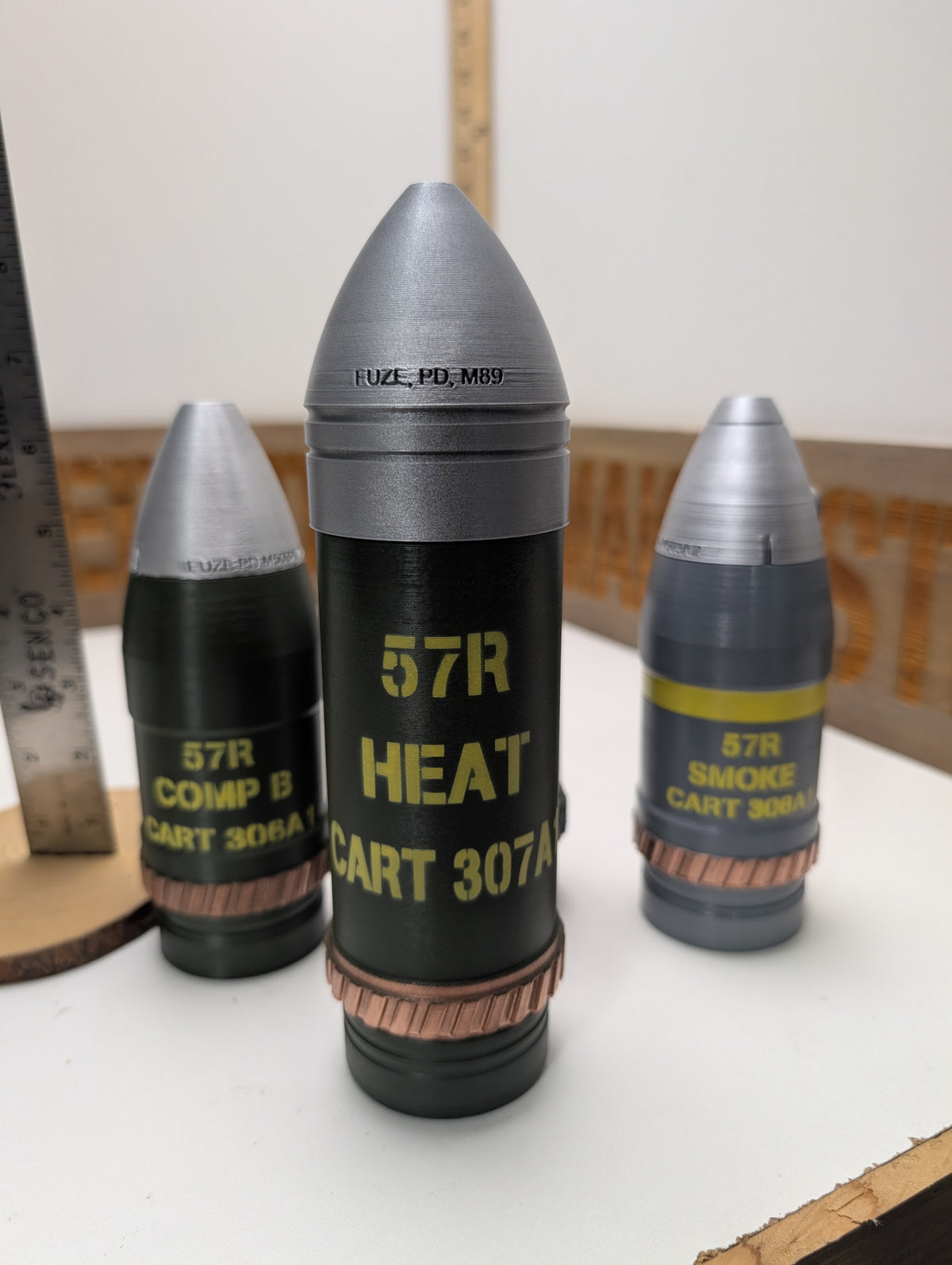 57R Recoilless Rifle 4-Pack, M306A1, M307A1, M308A1, inert 3D-printed replica by Redleg3D