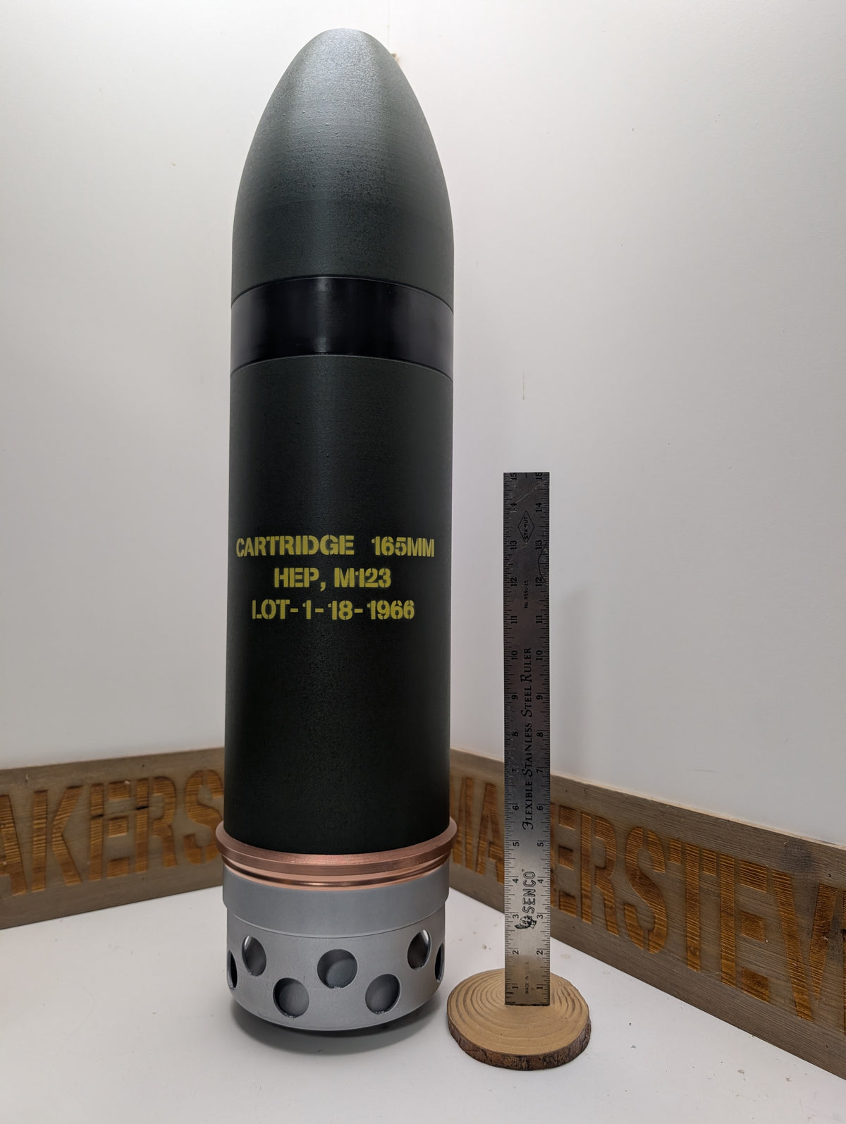 3D Printed 165mm M123 / M123A1 HEP Demolition Round - M728 CEV - Inert Replica - All Plastic
