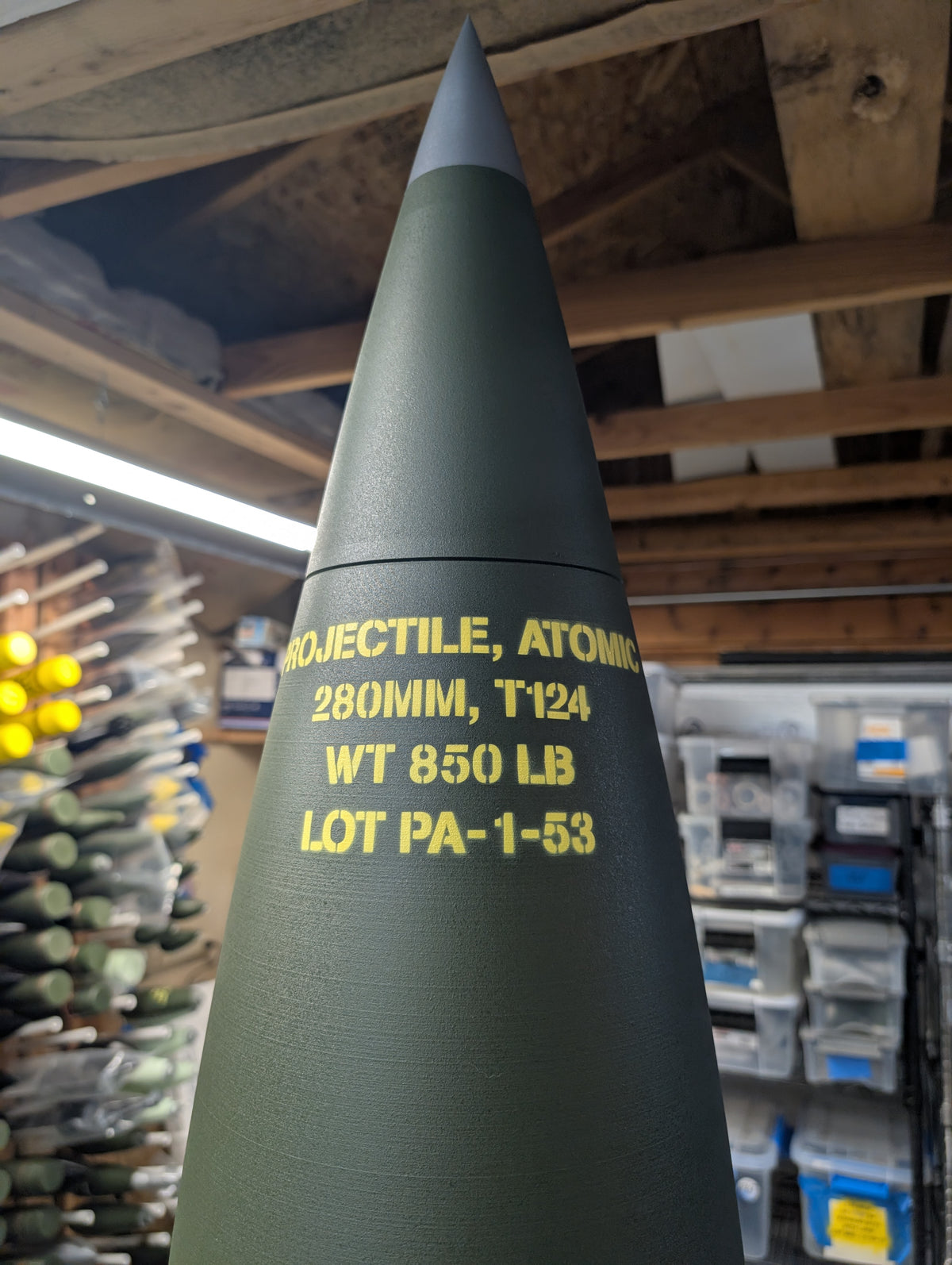 1:1 3D Printed 280mm Atomic Annie Shell - W9 Nuclear T124 or T122 HE - Inert Replica - All Plastic