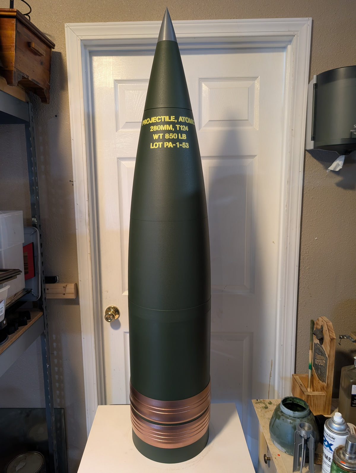 1:1 3D Printed 280mm Atomic Annie Shell - W9 Nuclear T124 or T122 HE - Inert Replica - All Plastic