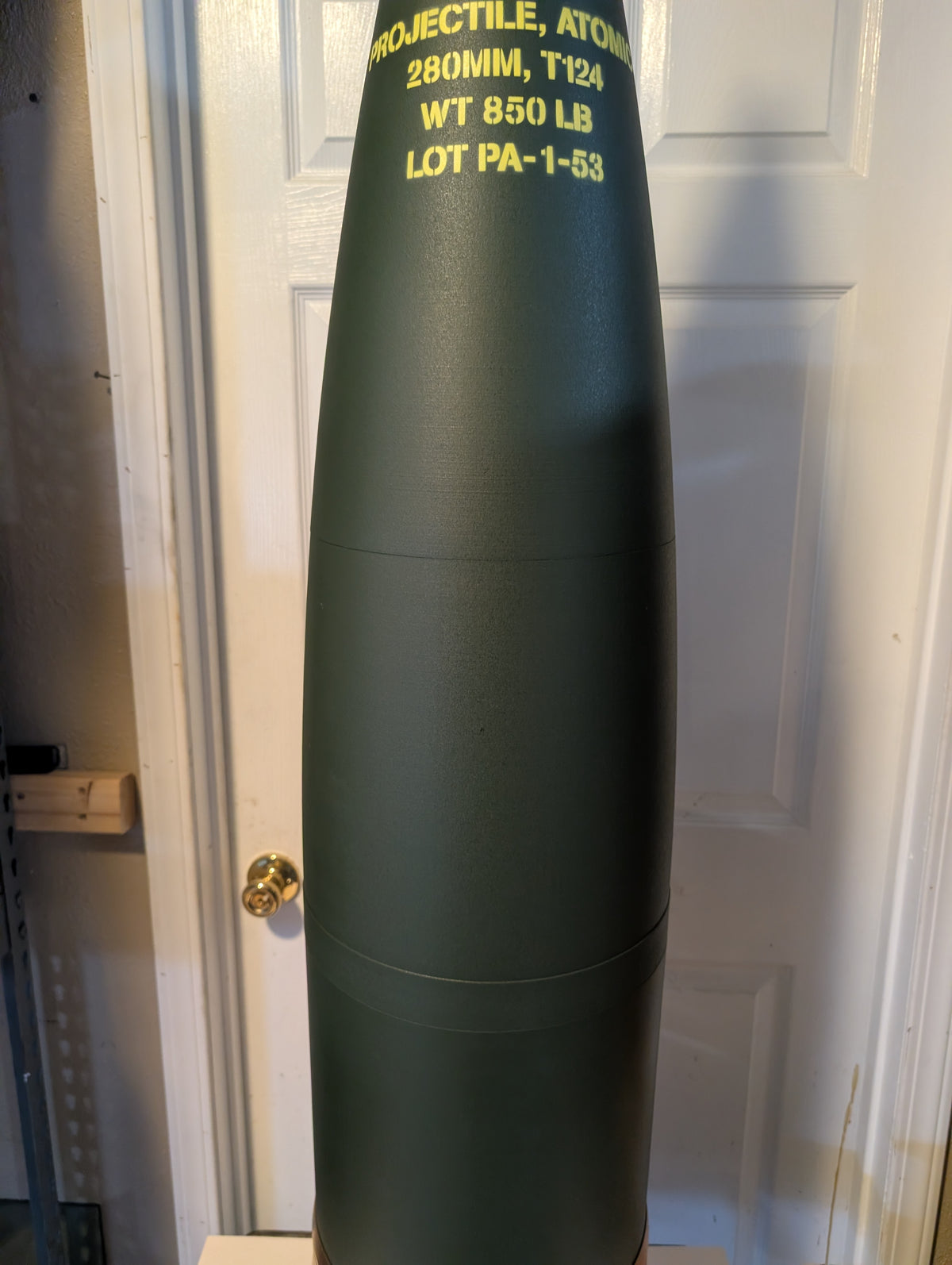 1:1 3D Printed 280mm Atomic Annie Shell - W9 Nuclear T124 or T122 HE - Inert Replica - All Plastic