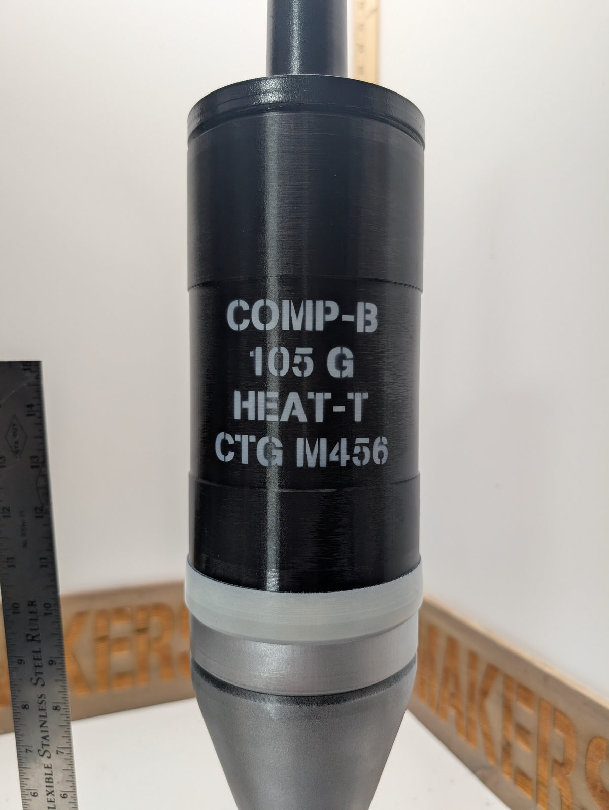 3D Printed 105mm M456 / M456A1 / M456E1 HEAT-T Tank Round - M68 Gun - Inert Replica - All Plastic