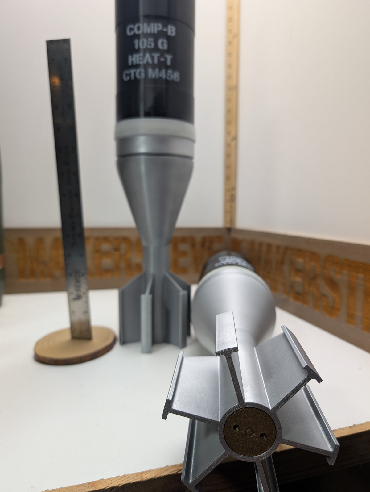 3D Printed 105mm M456 / M456A1 / M456E1 HEAT-T Tank Round - M68 Gun - Inert Replica - All Plastic