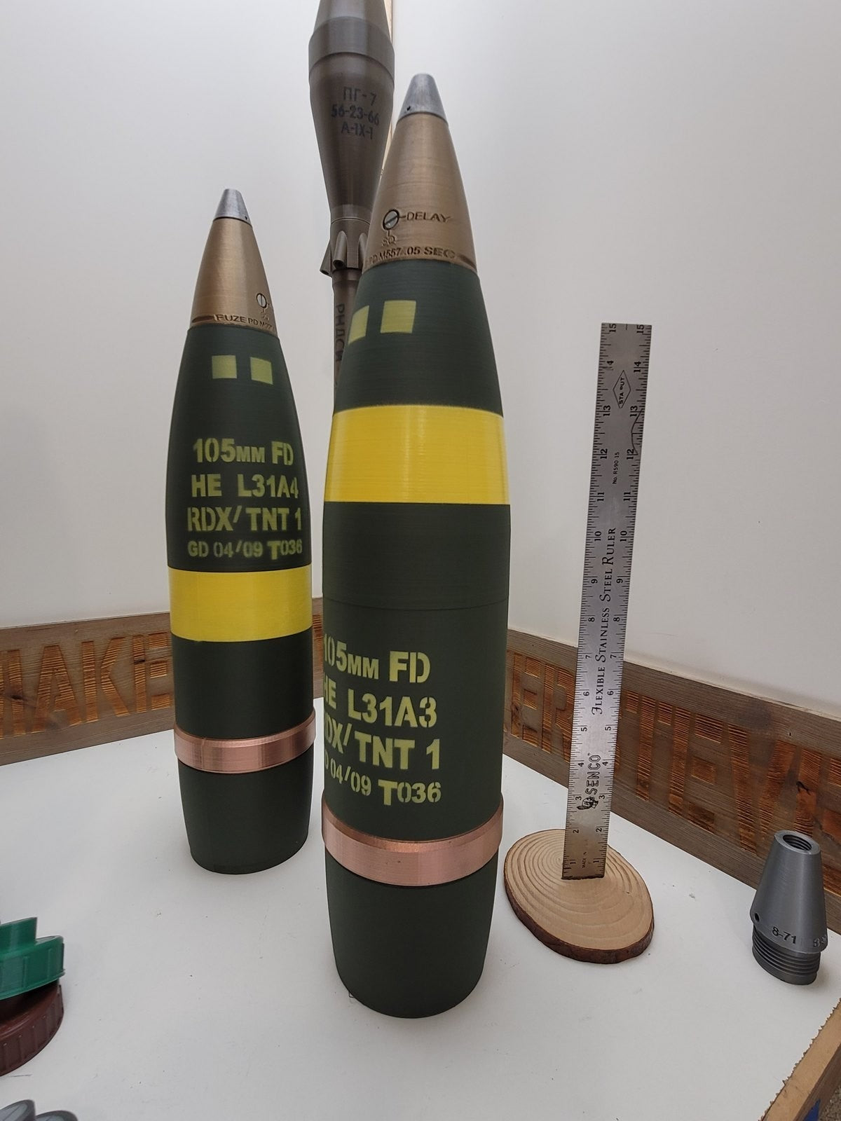 105mm L31A3 NATO HE whiskey stash, inert 3D-printed replica by Redleg3D