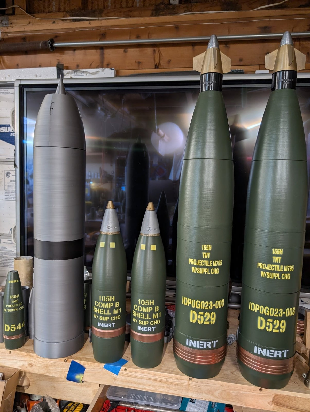 155mm M795 HE projectile with M1156 PGK fuze replica, view 3