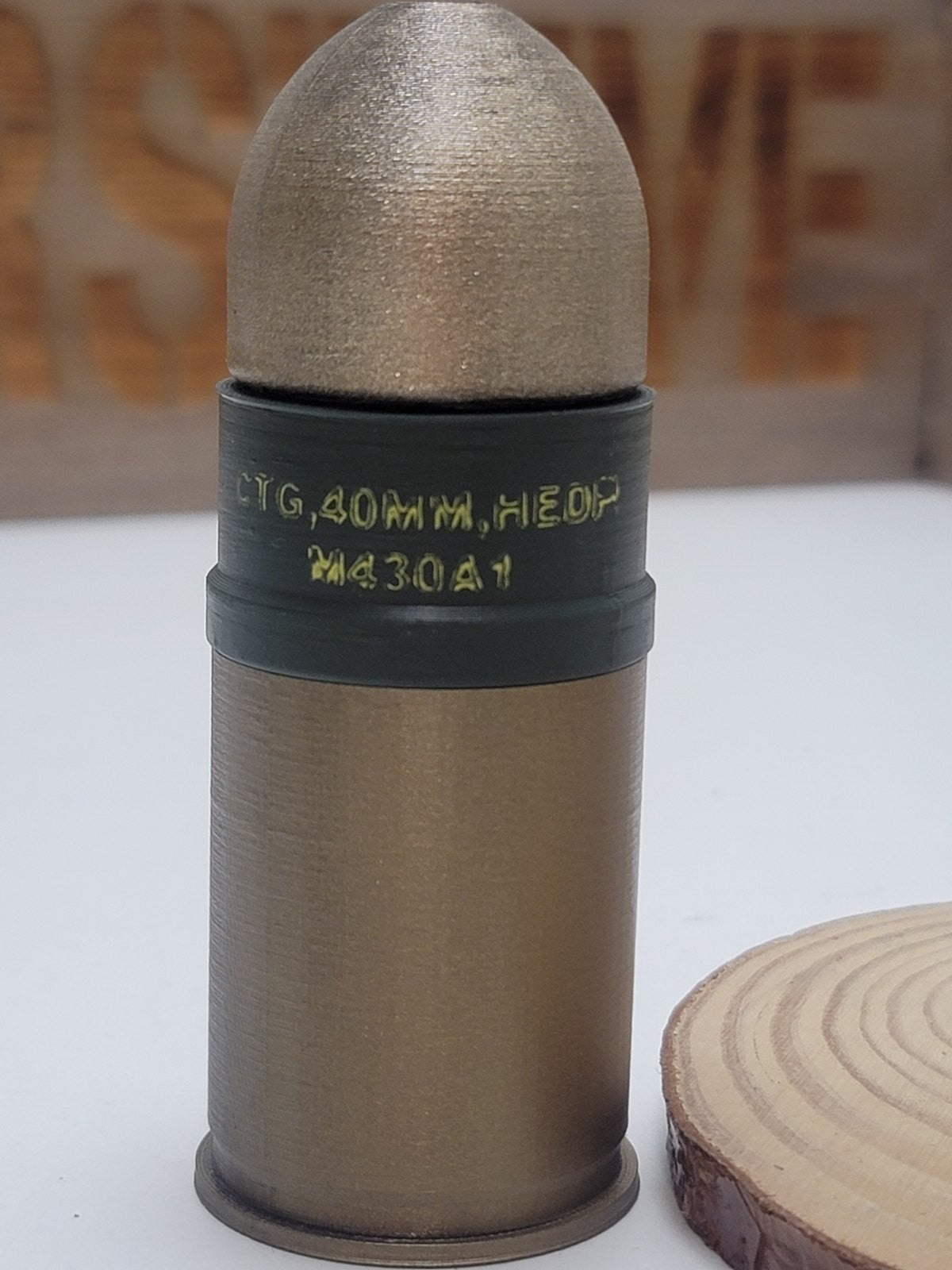 40mm M430A1 HEDP grenade, inert 3D-printed replica by Redleg3D