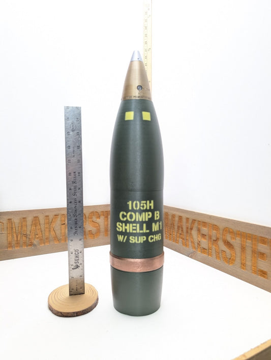 105mm M1 Whiskey Stash Artillery Shell, inert 3D-printed replica by Redleg3D