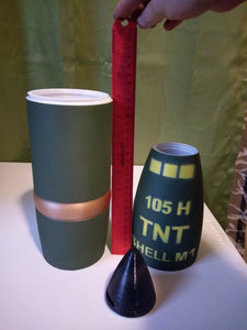 3D printed 105MM M1 Artillery Shell TNT - The Original Whiskey Stash- Life size!