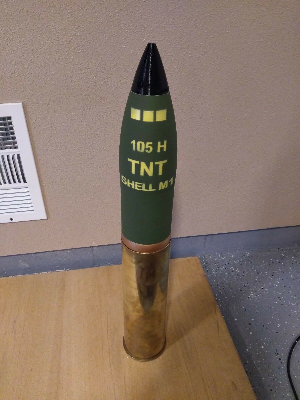 3D printed 105MM M1 Artillery Shell - Piggy Bank - Life size!