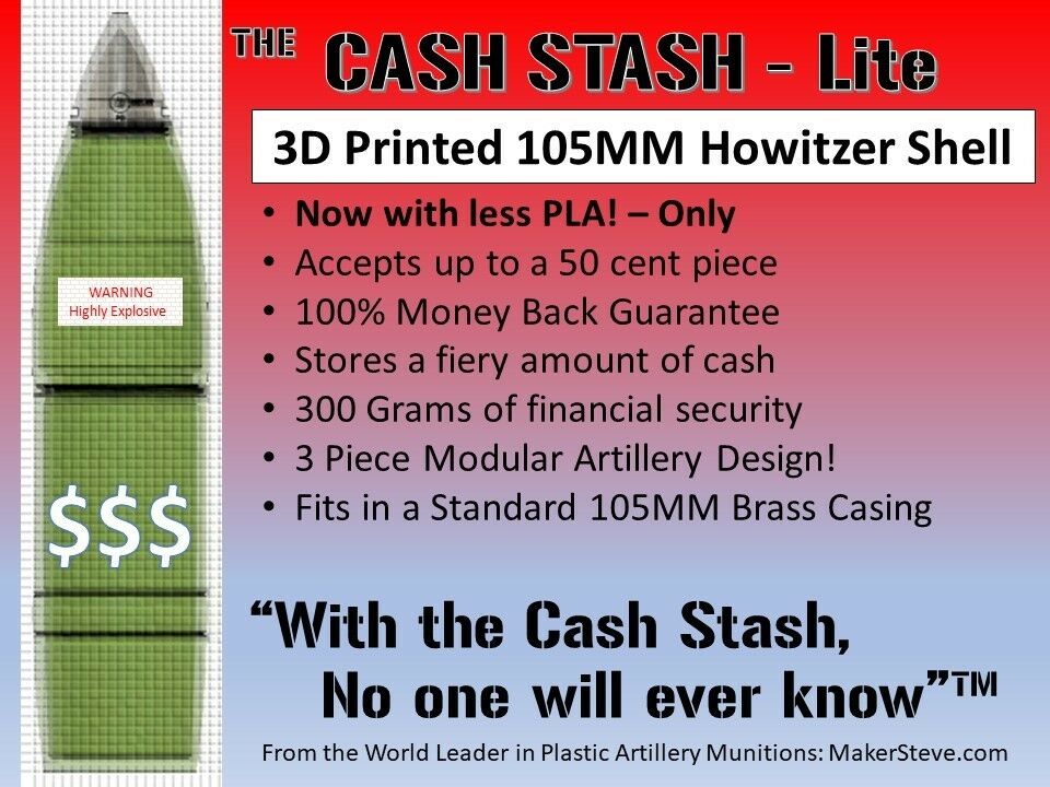 3D printed 105MM M1 Artillery Shell - Piggy Bank - Life size!