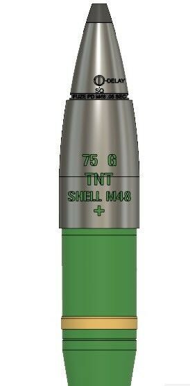 3D Printed - Sherman Tank Shell M48 - 75mm - Replica