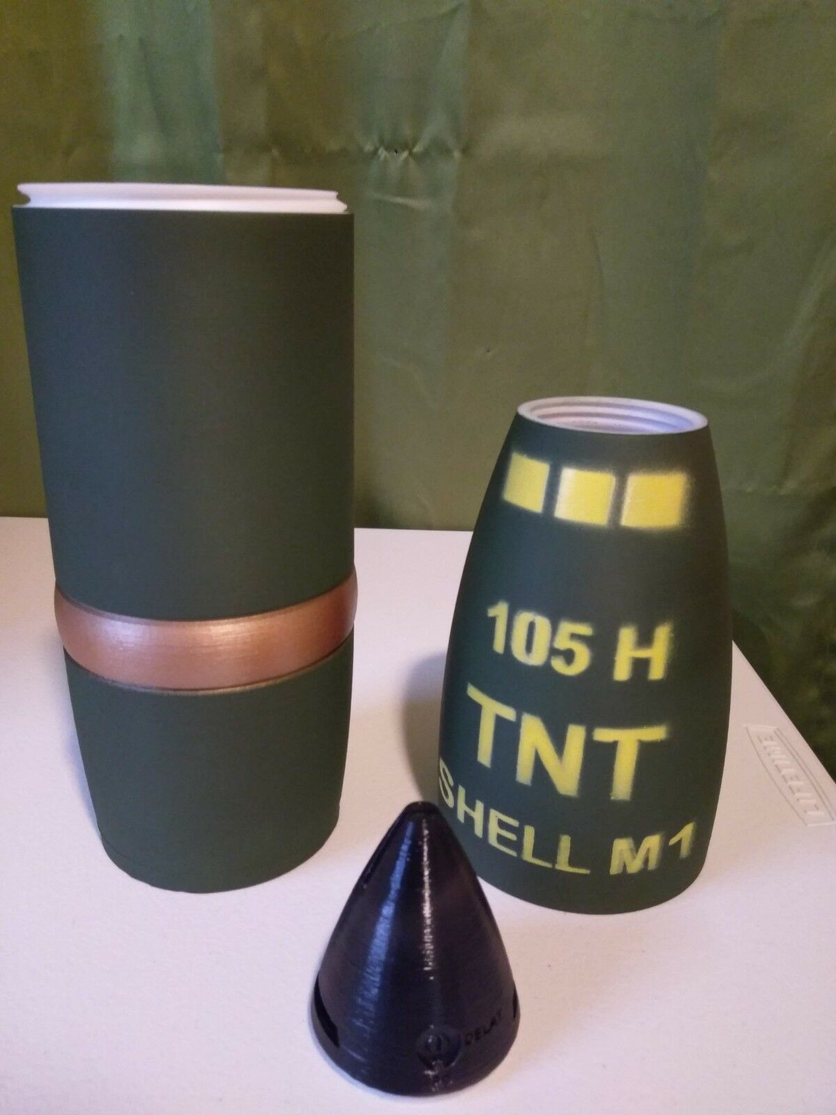 3D printed 105MM M1 Artillery Shell - Piggy Bank - Life size!