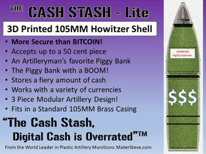 3D printed 105MM M1 Artillery Shell - Piggy Bank - Life size!