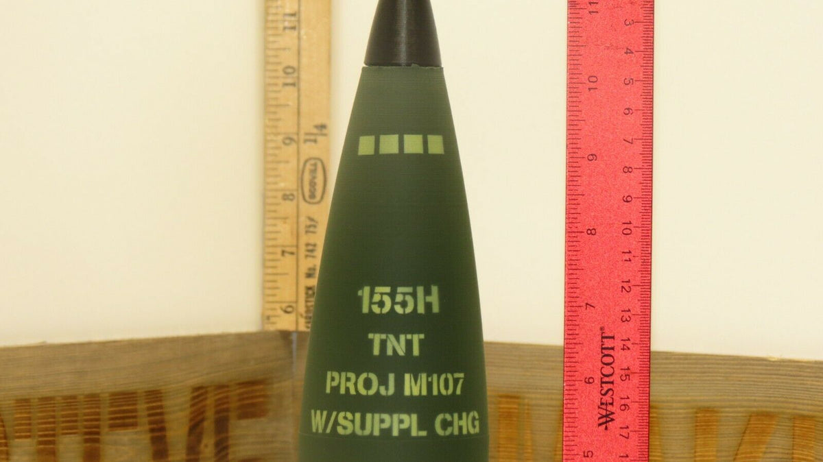 3D Printed 155mm Mini Howitzer Shell - 12 Inch - TNT or COMP-B