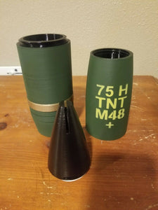 3D Printed - 75mm M48 Howitzer Shell - 75H - Replica