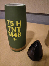 Load image into Gallery viewer, 3D Printed 75mm Pack Howitzer Shell - Replica - and Salute Casing

