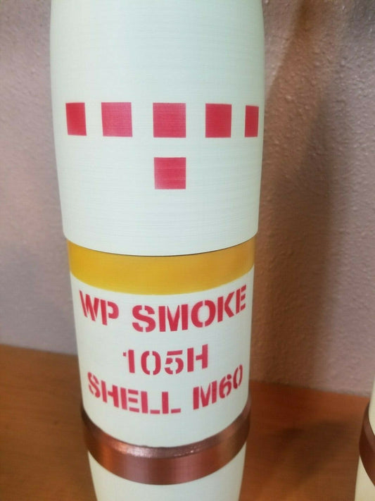 105mm M60 Smoke Finish -  White  Phosphorus Howitzer Shell Whiskey Stash!  INERT