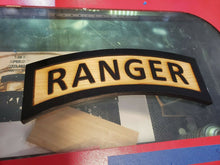 Load image into Gallery viewer, 16 Gauge Steel Plasma Cut inlaid Cedar RANGER TAB 13in Powdercoat
