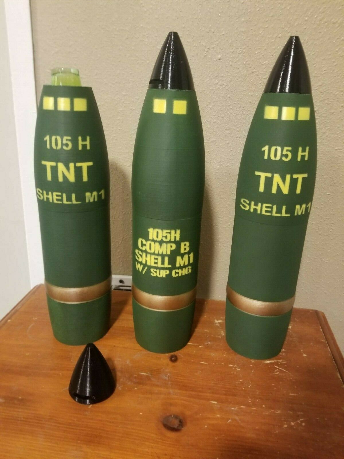 3D printed 105MM M1 Artillery Shell COMP-B The Original Whiskey Stash Life size
