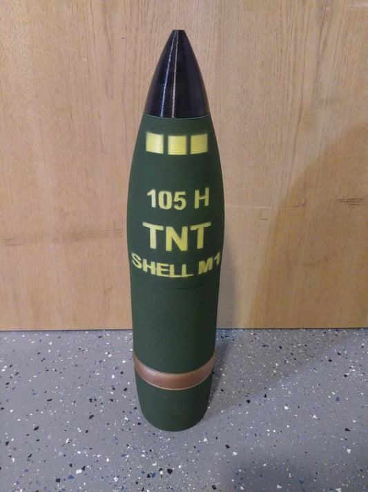 3D printed 105MM M1 Artillery Shell - The Original Whiskey Stash- Life size!