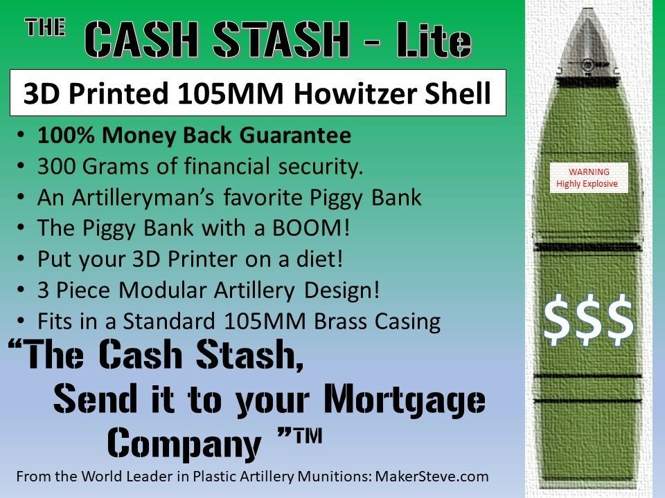 3D printed 105MM M1 Artillery Shell COMP-B The Original Whiskey Stash Life size