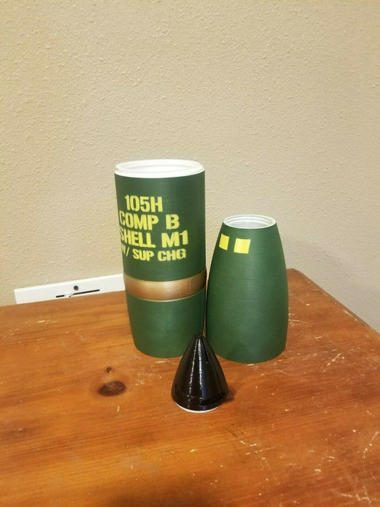 3D printed 105MM M1 Artillery Shell COMP-B The Original Whiskey Stash Life size