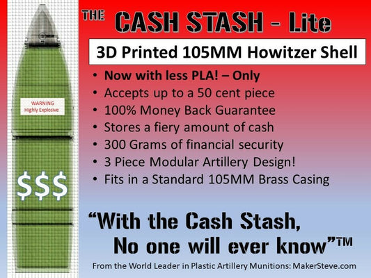 3D Printed 105MM M1 Canadian 2 1/2 Square Artillery Shell - Piggy Bank