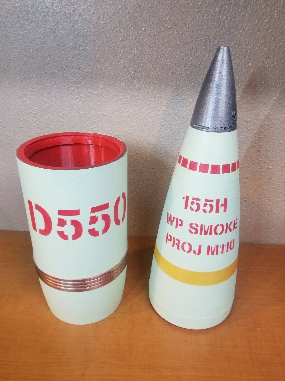 155mm D550 Smoke M110 Finish -  White  Phosphorus Howitzer Shell Whiskey Stash!
