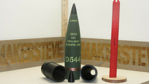 3D Printed 155mm Mini Howitzer Shell - 12 Inch - TNT or COMP-B