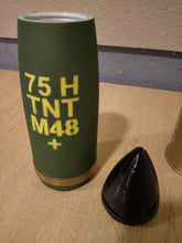 Load image into Gallery viewer, 3D Printed 75mm Pack Howitzer Shell - Piggy Bank for Salute Casing
