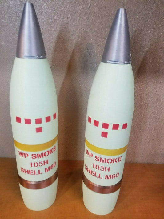 105mm M60 Smoke Finish -  White  Phosphorus Howitzer Shell Whiskey Stash!  INERT