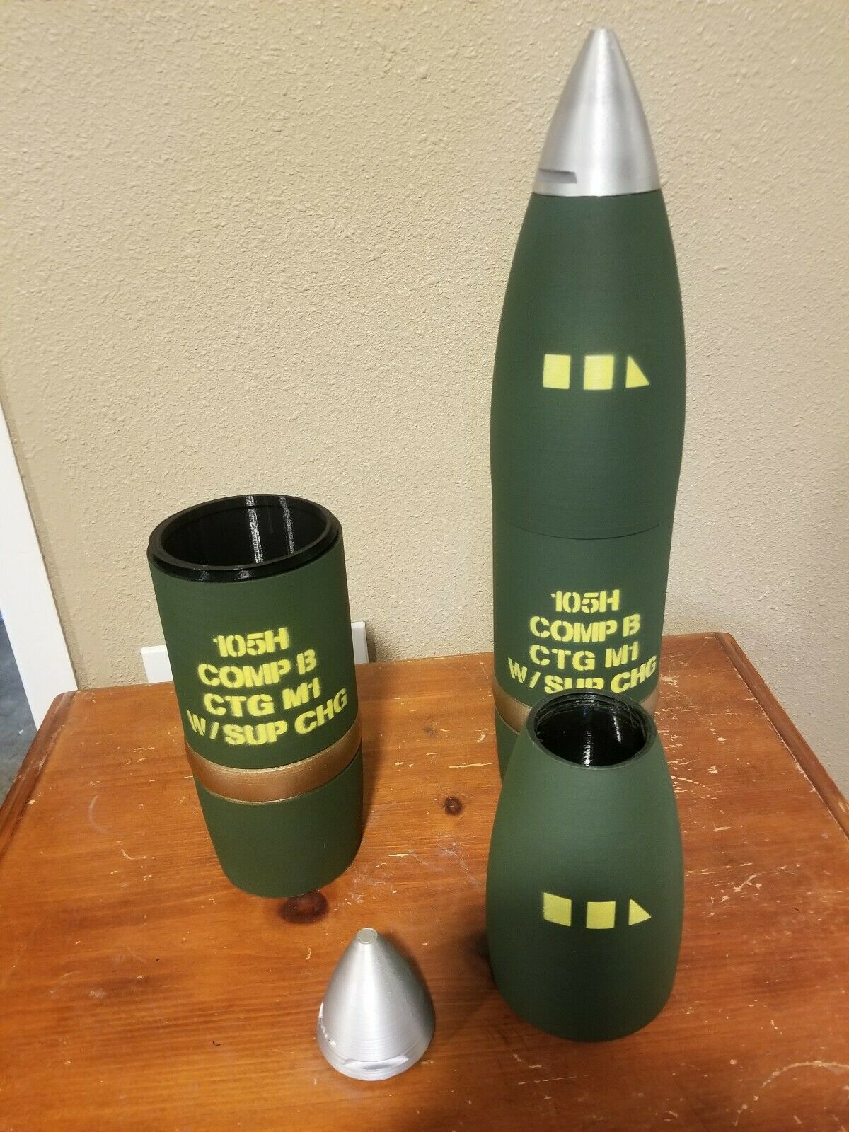 3D Printed 105MM M1 Canadian 2 1/2 Square Artillery Shell - Whiskey Stash